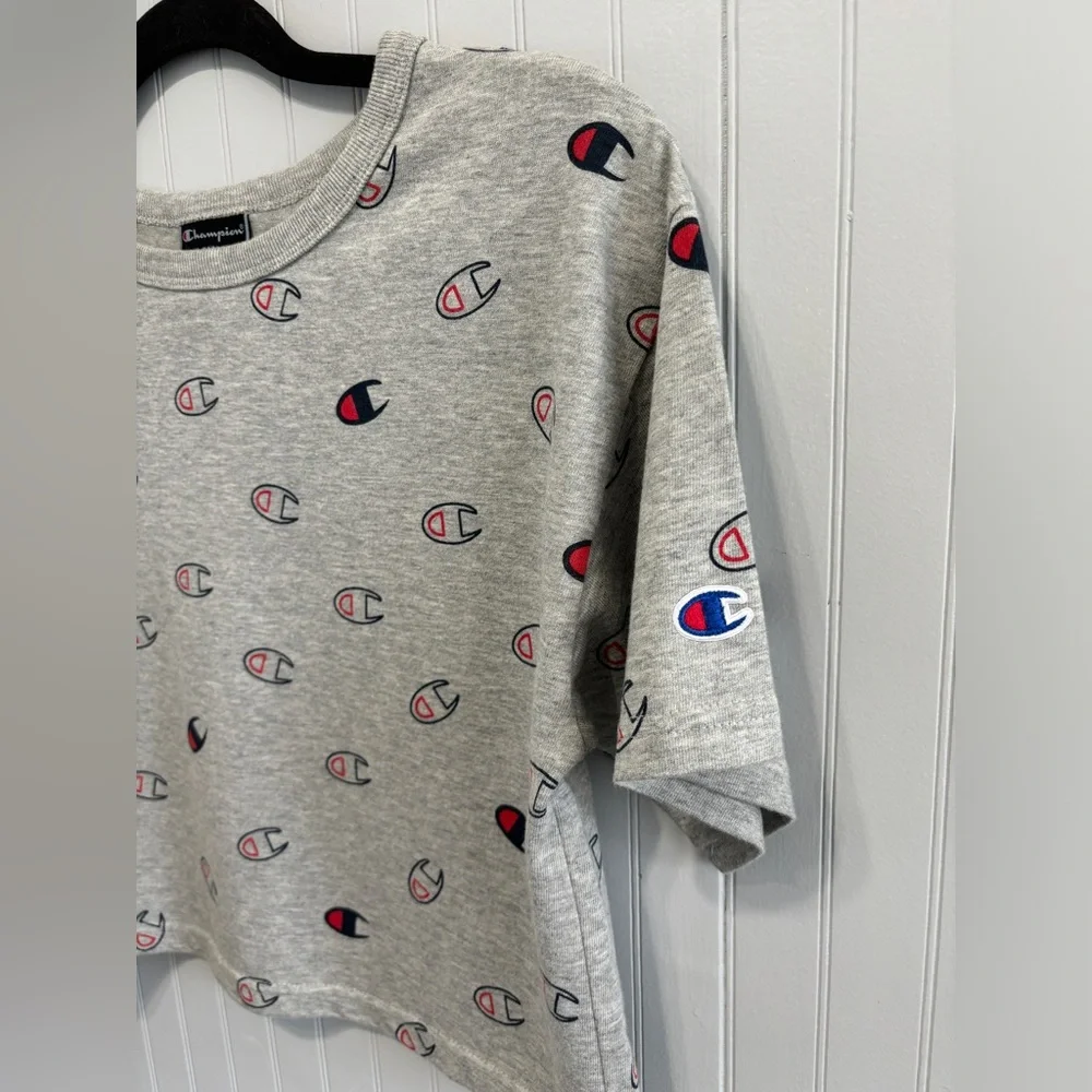 Champion Heritage Cropped Logo Tee Oxford Grey XS
